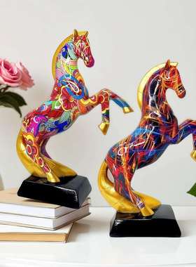 新款转印财跃摆件树脂工艺品玄关客厅家居书马招房装饰JH141034感