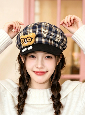 贝雷帽女2026秋冬显脸小八角帽子