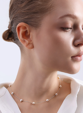 TRK珠宝满天星淡水珍珠项链女S925银锁骨颈链轻奢设计高级感送礼