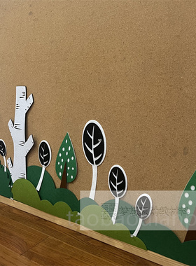 幼儿园环创无纺布白桦树组合墙贴