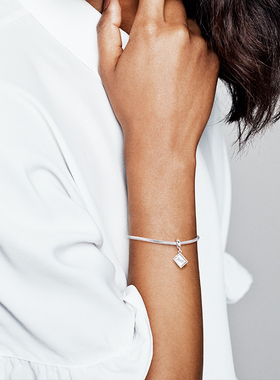 Pandora潘多拉奥莱黑板吊饰925银百搭生活diy串珠