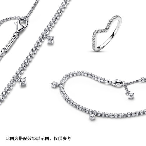 Pandora潘多拉奥莱闪耀网球吊坠素链手链精致甜美礼物 - 图1