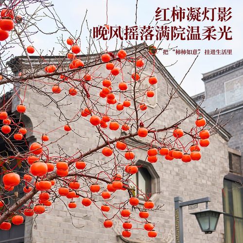 新年装饰柿子灯笼太阳能灯户外防水免接电挂树上春节装扮庭院氛围 - 图2