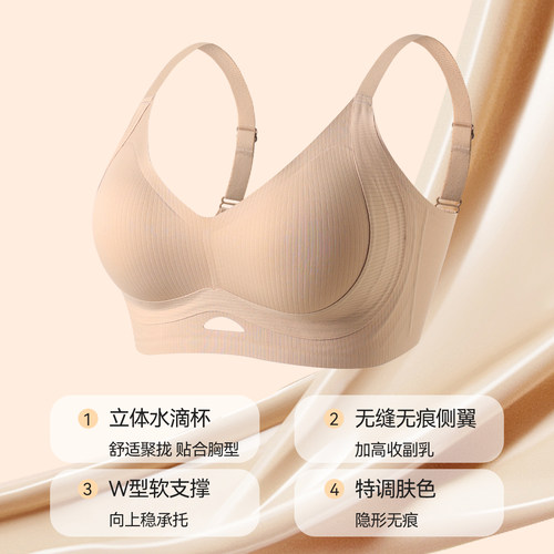 猫人内衣女小胸聚拢隐形抗菌稳托不跑杯不下垂收副乳透气不闷文胸 - 图0