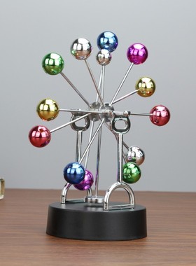 USB银河系彩色摩天轮摆件天体轨道办公室摇摆器品混沌永动仪