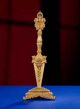 金刚杵供佛家居摆件铜三面普巴金刚橛降魔杵西藏法器藏传法宝22cm