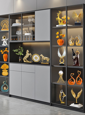 轻奢酒柜装饰品摆件套装现代高端大气软装客厅酒柜电视柜创意摆件