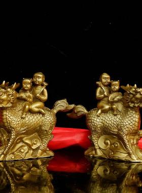 新款直销黄铜麒麟摆件 单人送子麒麟 双人送子麒麟