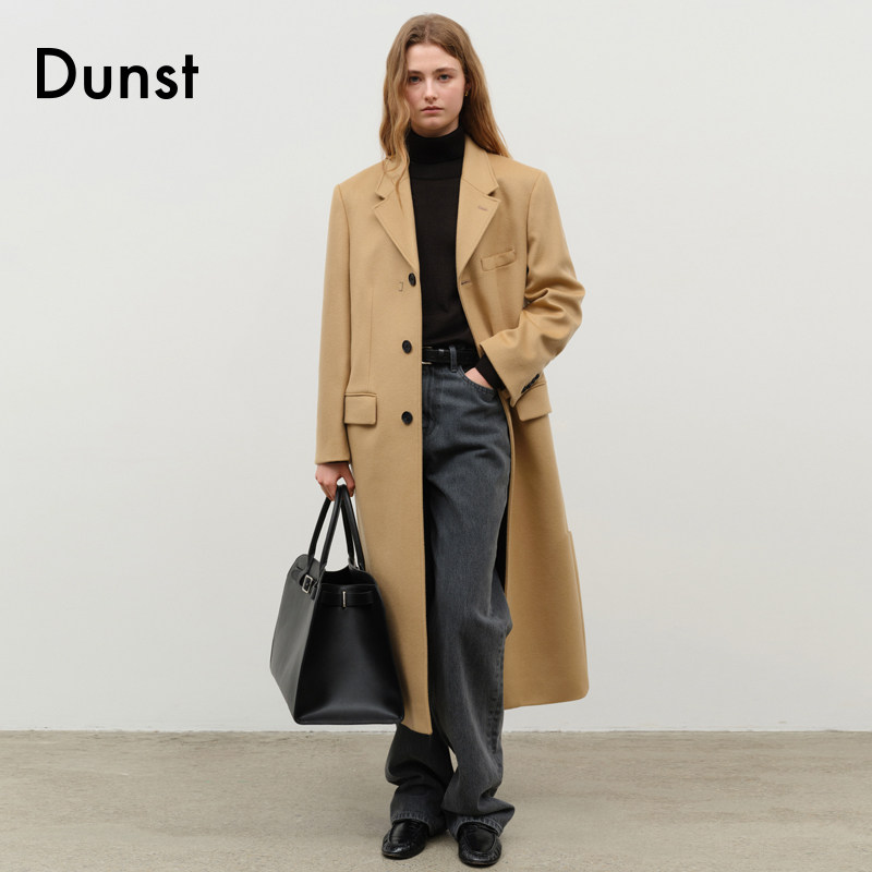 Dunst2025冬季新品中性风单排三粒扣山羊绒大衣外套UDCO4D121,淘宝优惠券,粉丝福利购,淘宝优惠卷