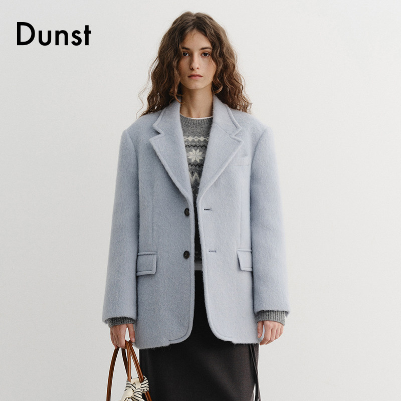 Dunst2025冬季新品中性单排双粒扣羊驼绒西装大衣外套UDJA5D123,淘宝优惠券,粉丝福利购,淘宝优惠卷
