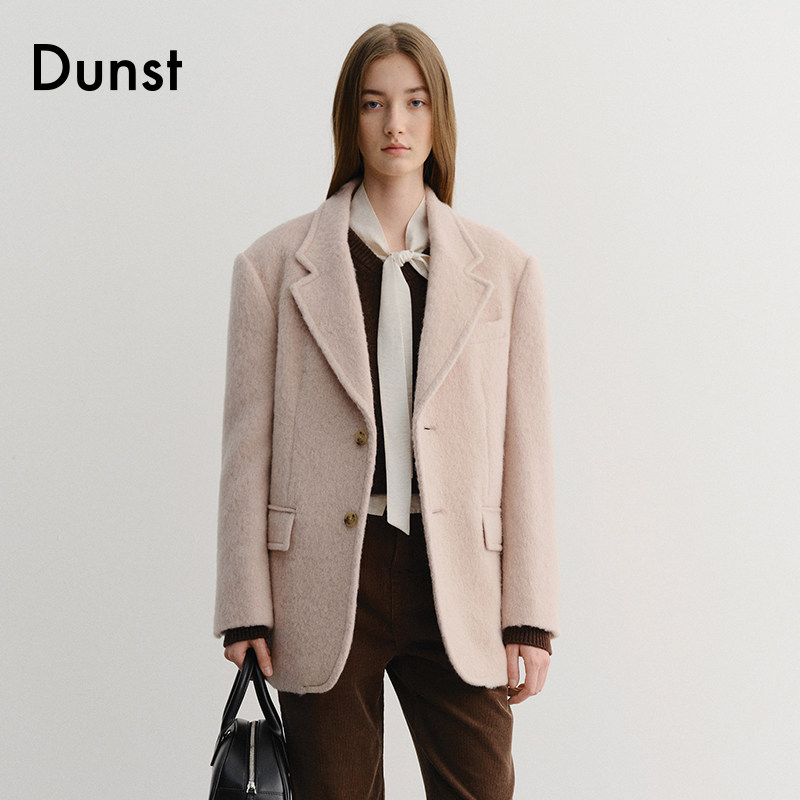 Dunst2025冬季新品中性单排双粒扣羊驼绒西装大衣外套UDJA5D123,淘宝优惠券,粉丝福利购,淘宝优惠卷