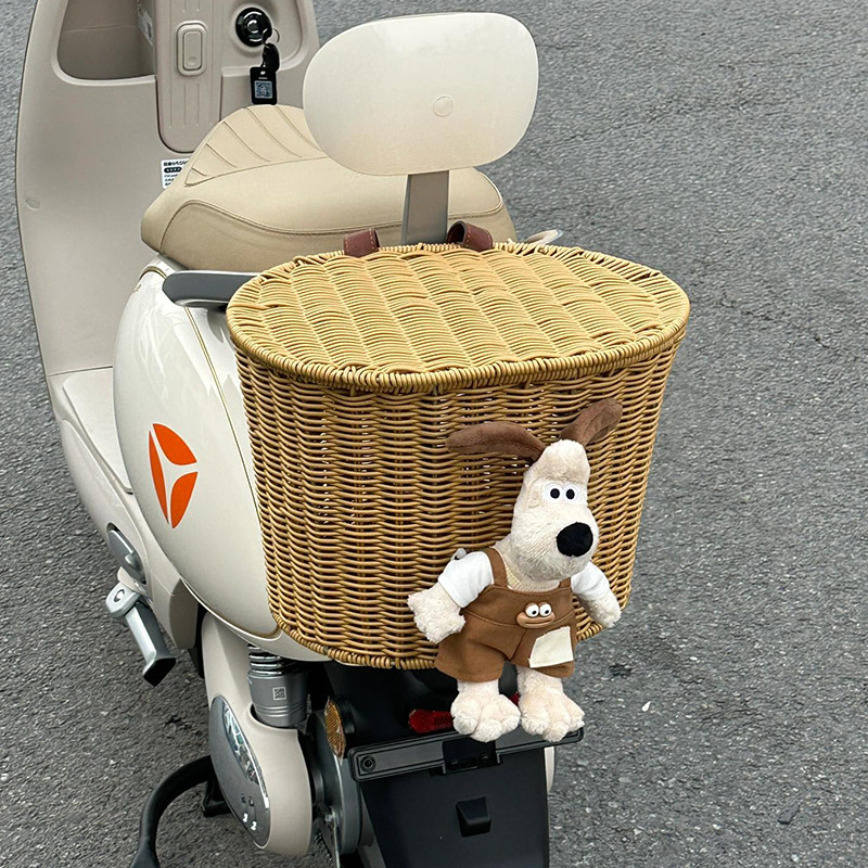 Electric vehicle rear basket Amaya Di universal rattan storage basket front multi-functional helmet storage blue