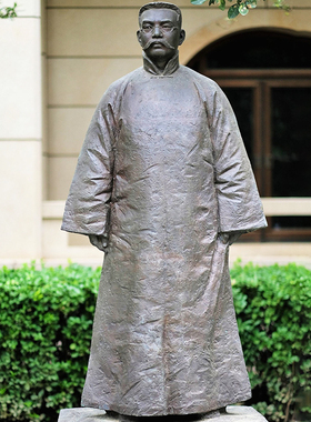玻璃钢画家齐白石雕像定制校园名人伟人铜雕博物纪念馆落地摆件