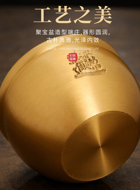 黄铜米缸铜缸聚宝盆摆件客厅中式家居装饰品办公室存钱罐酒柜摆设
