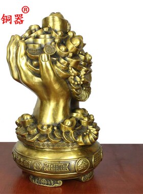 宇卓铜器纯铜摆件铜手铜一手金铜聚宝盆工艺品摆件