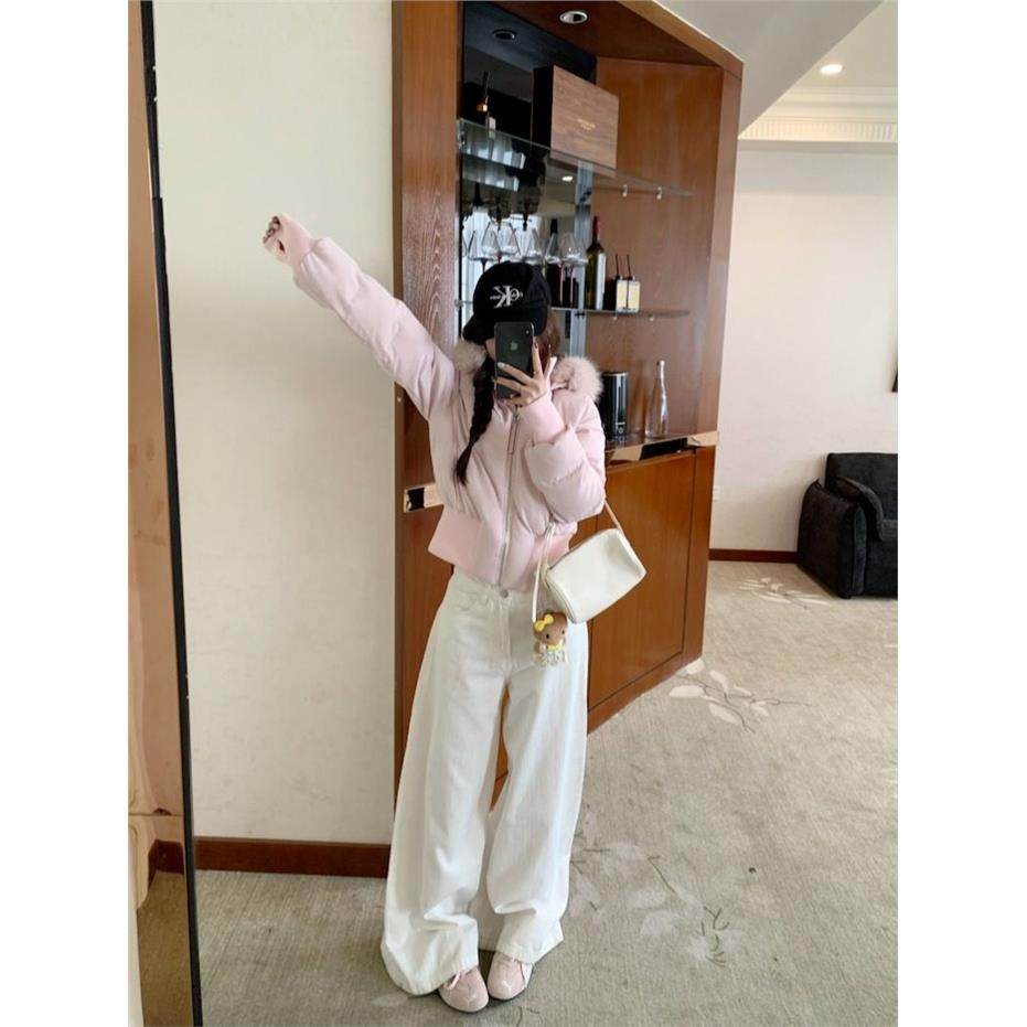 kumikumi温柔风粉色毛领连帽棉服外套女秋季百搭减龄显瘦休闲上衣,淘宝优惠券,粉丝福利购,淘宝优惠卷