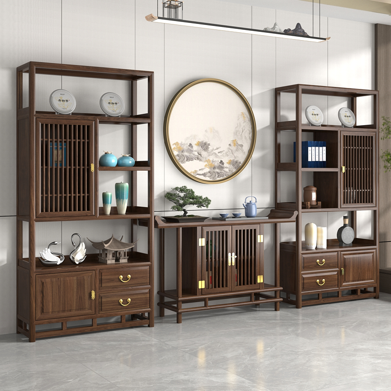 中式白蜡茶桌现代简约实木茶台功夫茶几茶柜一体多家用办公桌椅组 - 图2