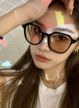 凹造型街拍复古个性大脸时尚茶色太阳眼镜女显瘦isn韩版墨镜男潮