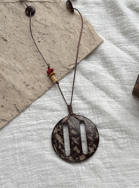 波西米亚复古椰壳纽扣项链