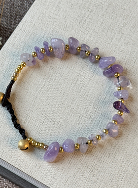 天然水晶手工编织蜡绳铃铛手链