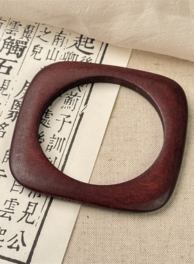 复古咖啡色木质方形手镯