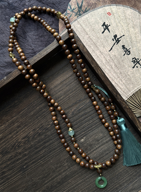 复古新中式风花梨木佛珠斜挎链