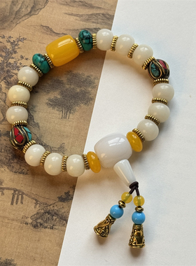 藏式尼泊尔民族风牦牛骨串珠手链