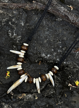 复古部落民族风仿狼牙木珠项链