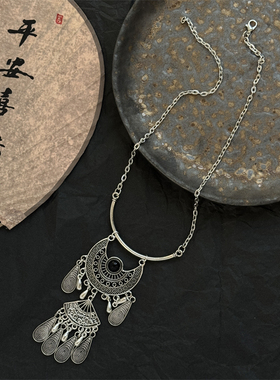 复古老银风新中式古银民族风项链