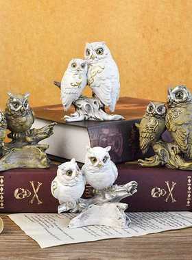 新款直销新跨境美式猫头鹰树脂工艺品摆件创意家居装饰品客厅软装