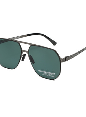 2025新款男复古双梁墨镜防眩光尼龙偏光太阳镜超轻金属弹簧镜腿潮