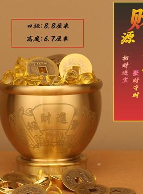 新款直销百福铜缸黄铜米缸招聚铜缸財存钱罐聚宝盆摆件福字缸水缸