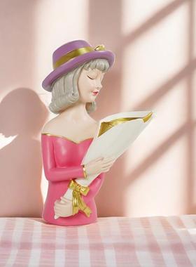 新款直销轻奢捧花蝴蝶结泡泡女孩网红摆件客厅人物酒柜装饰品卧室