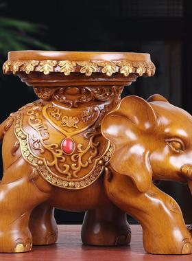 新款直销吉祥招财玄关摆件仿木大象换鞋凳树脂工艺品中国风创意礼