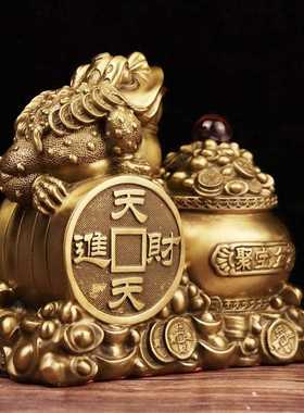 新款直销黄铜聚宝盆金蟾 铜金蟾摆件 工艺品家居摆件