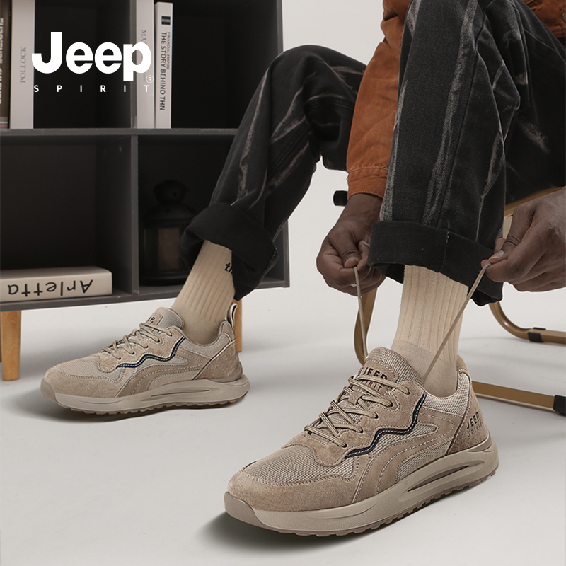 JEEP 吉普男鞋2025春秋季男款薄款轻便透气网面男鞋子运动休闲鞋