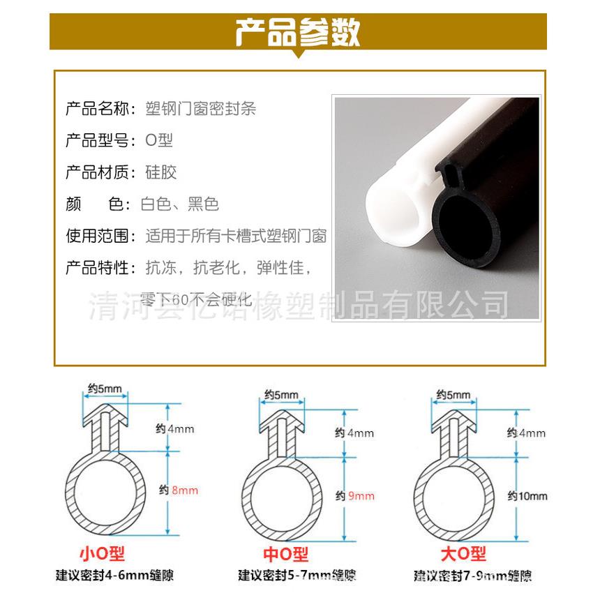 新款直销塑钢门窗密封条 内外开O型密封条 门窗隔音保暖密封条静 - 图2