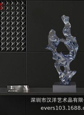 新款直销新款太湖石样板房摆件电视柜透明装饰品创意抽象家居雕塑