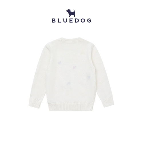 BLUEDOG蓝狗韩国新款春季趣味刺绣图案圆领男女童装针织卫衣 - 图0