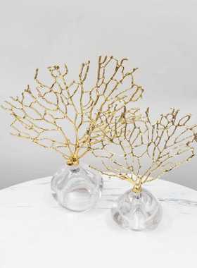 直销新款欧式大理石珊瑚树家居摆件创意美式客厅书房酒柜办公室桌