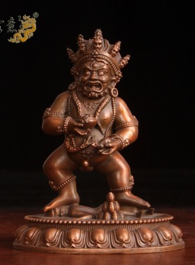 真古意 紫铜五路财神佛像摆件黄绿白黑红财神藏传家居供奉工艺品