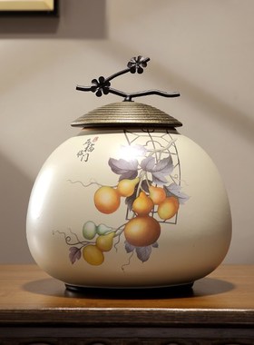 新中式玄关装饰陶瓷摆件客厅电视柜五福临门平安花瓶高档乔迁礼品