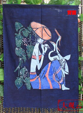 蜡染门帘布艺隔断帘花腰傣少女餐厅酒吧装饰中式半帘壁挂棉布挂帘