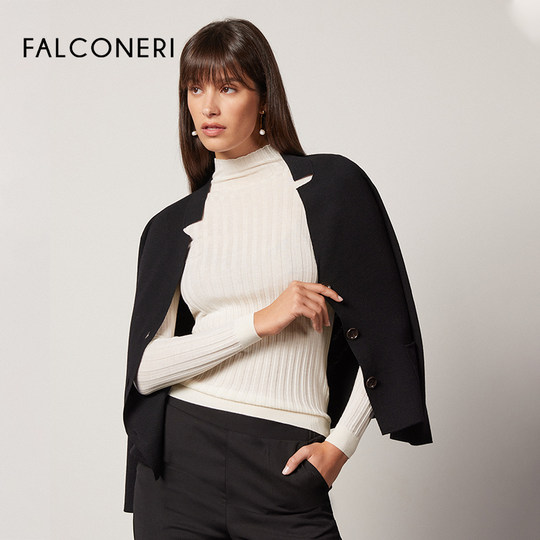 FALCONERI Suéter de cachemira de Año Nuevo ajustado con cuello alto y color original para mujer DML261Y
