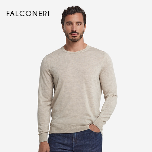【杰森同款】FALCONERI男士圆领毛衣四季原色山羊绒针织衫UML250A - 图2