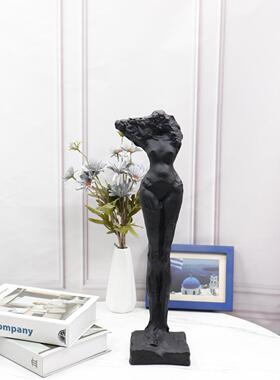 直销新款简约现代黑白人物摆件样板房客厅办公室创意家居思考人桌