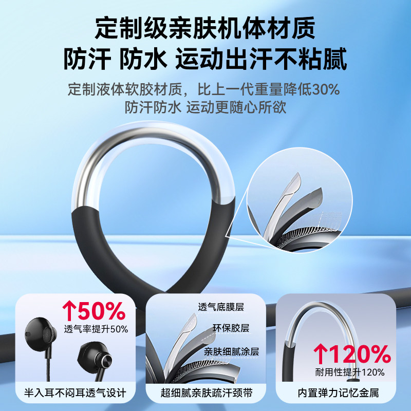 志高蓝牙耳机运动挂脖式跑步专用无线降噪长续航颈挂式2024年新款
