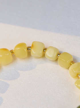 儿童款5~6mm宝宝天然蜜蜡琥珀手链南红玛瑙925银莲蓬随形蜜蜡手串