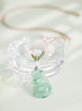 天然非洲翠宝葫芦项链冰种飘花独龙玉高级感玉石项链吊坠女款礼物