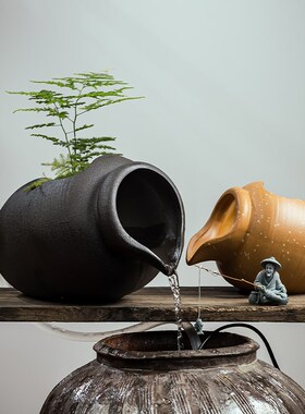 循环流水配件大号过滤生态鱼缸陶瓷罐开口庭院花园造景装饰品摆件